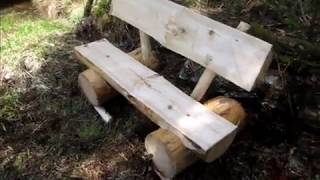 Как сделать простую скамейку из бревна