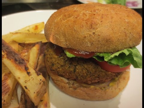 Low Fat Vegan No Oil Black Bean/Lentil Veggie Burgers from Jeff Novick MS RD