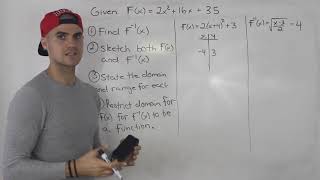 MCR3U - Find Domain and Range of Inverse - Grade 11 Functions