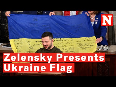 Zelensky Gives Ukraine Flag From Bakhmut Defenders To U.S. Congress