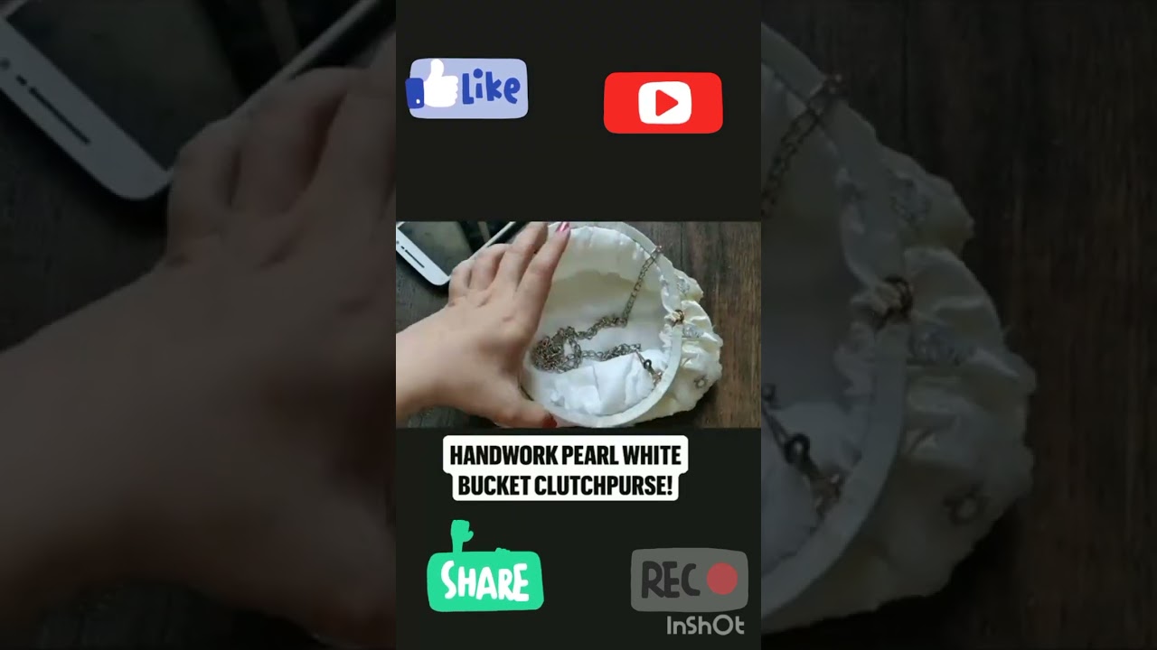 HANDWORKPEARL WHITEBUCKET CLUTCHPURSE
