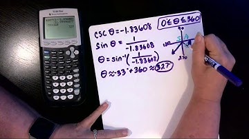 Solving trig equations: csc x = -1.83608 (Degrees)