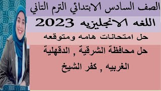 حل محافظة الشرقيه,الدقهليه , الغربيه, كفر الشيخ لغه انجليزيه للصف السادس الابتدائي ترم ثاني 2023