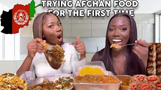 AFGHAN FOOD MUKBANG 🇦🇫 | TRYING AFGHAN FOOD FOR THE FIRST TIME | QABULI PALOUW, MANTOO
