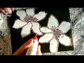 Elegant Wall decor ideas. 'White flowers on black canvas' | Paper and glitter wall art.