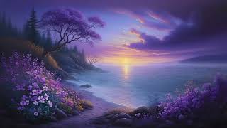 Purple Sunset Beach 4K – Dreamy Ocean Waves & Soft Ambient for Relaxation screenshot 5