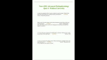 Nurs 6501 Advanced Pathophysiology Quiz 1 Walden University