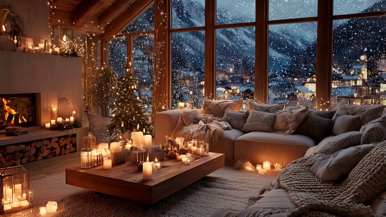 Relaxing Winter Piano 🎶 Cozy Fireplace Ambience for Stress Relief & Relax
