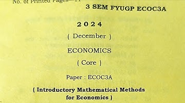 BA third semester economics core major paper Dibrugarh University FYUGP 2024 introductory mathematic
