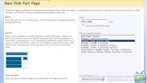 SharePoint 2007 Training Video: Create a New Web Part Page