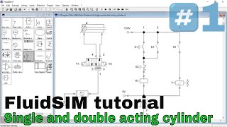 FluidSim tutorial. Electrical circuit for single and double acting cylinder. screenshot 5