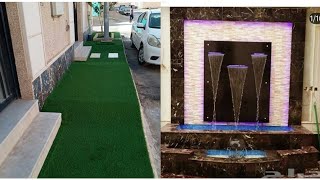 أروع شلال لأجمل منزل تنسيق حدائق السعودية جدة تركيب مظلات عشب جدارى ديكورات منزل الرياض 0533219102
