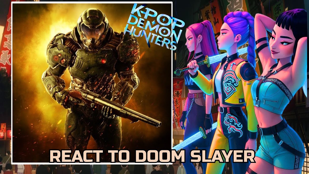 K-POP DEMON HUNTERS react to DOOM SLAYER | & Saja Boys | Gacha React |