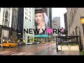 [4K]🇺🇸 NYC Rain Walk in 5th Ave.☂🌂🌺(ASMR), From Bergdorf Goodman to Rockefeller Center. May 2021