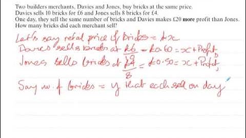 WJEC GCSE Maths Winter 2012 Foundation Paper 2 Q7 - algebra