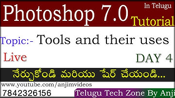 Day 4 | Photoshop 7.0 Tutorial for beginners In Telugu | Adobe Photoshop 7.0 tools in Telugu