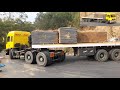 22 Wheeler Heavy Stone Load Truck Struggle on Hills Station | MAN | Ashok Leyland | Benz Trucks