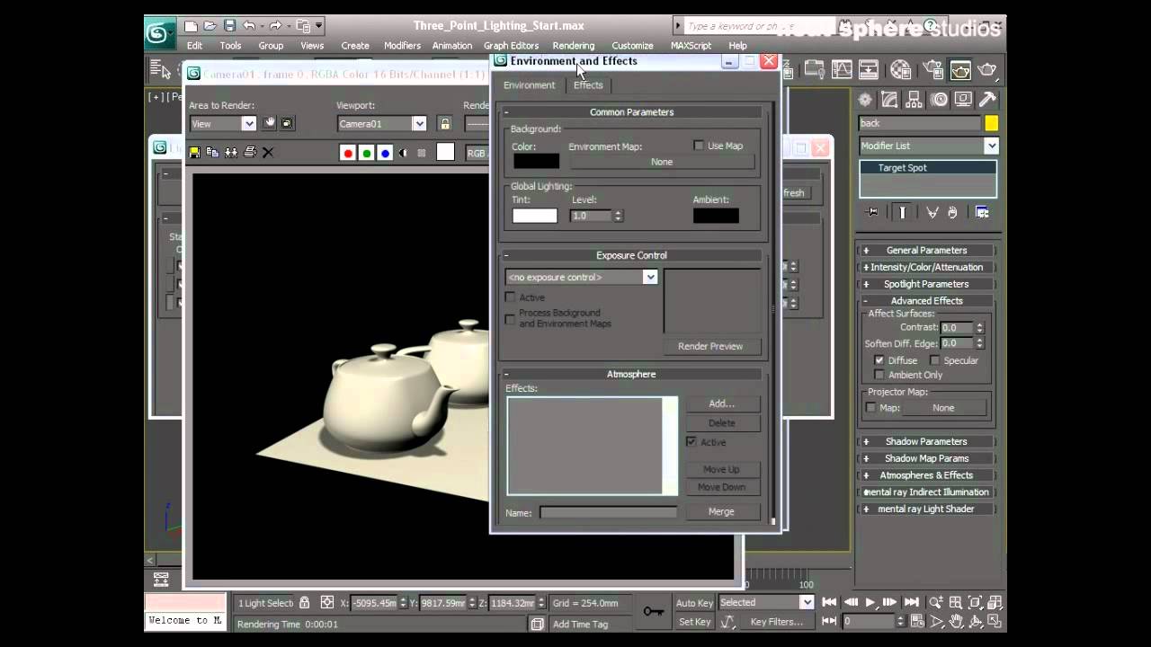 Learn Autodesk 3ds Max - Chapter 12 - Three Point Lighting - YouTube