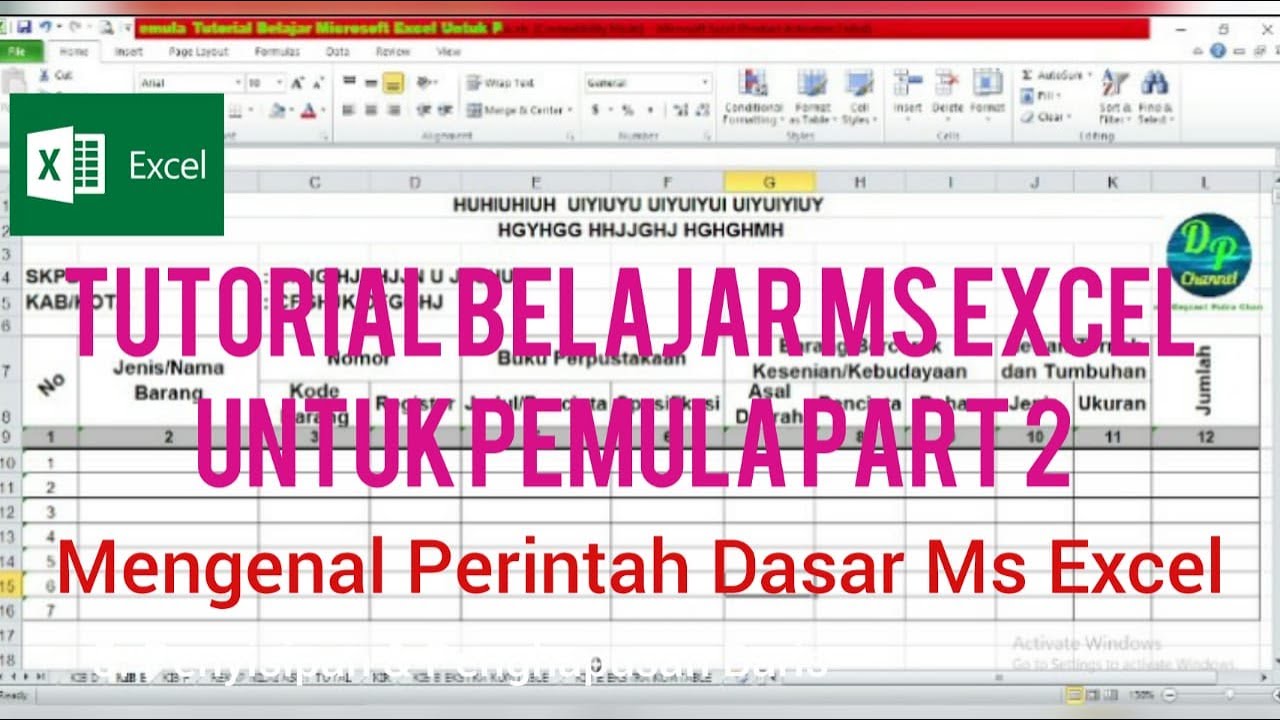 Tutorial Belajar Ms Excel untuk Pemula Part 2 - YouTube