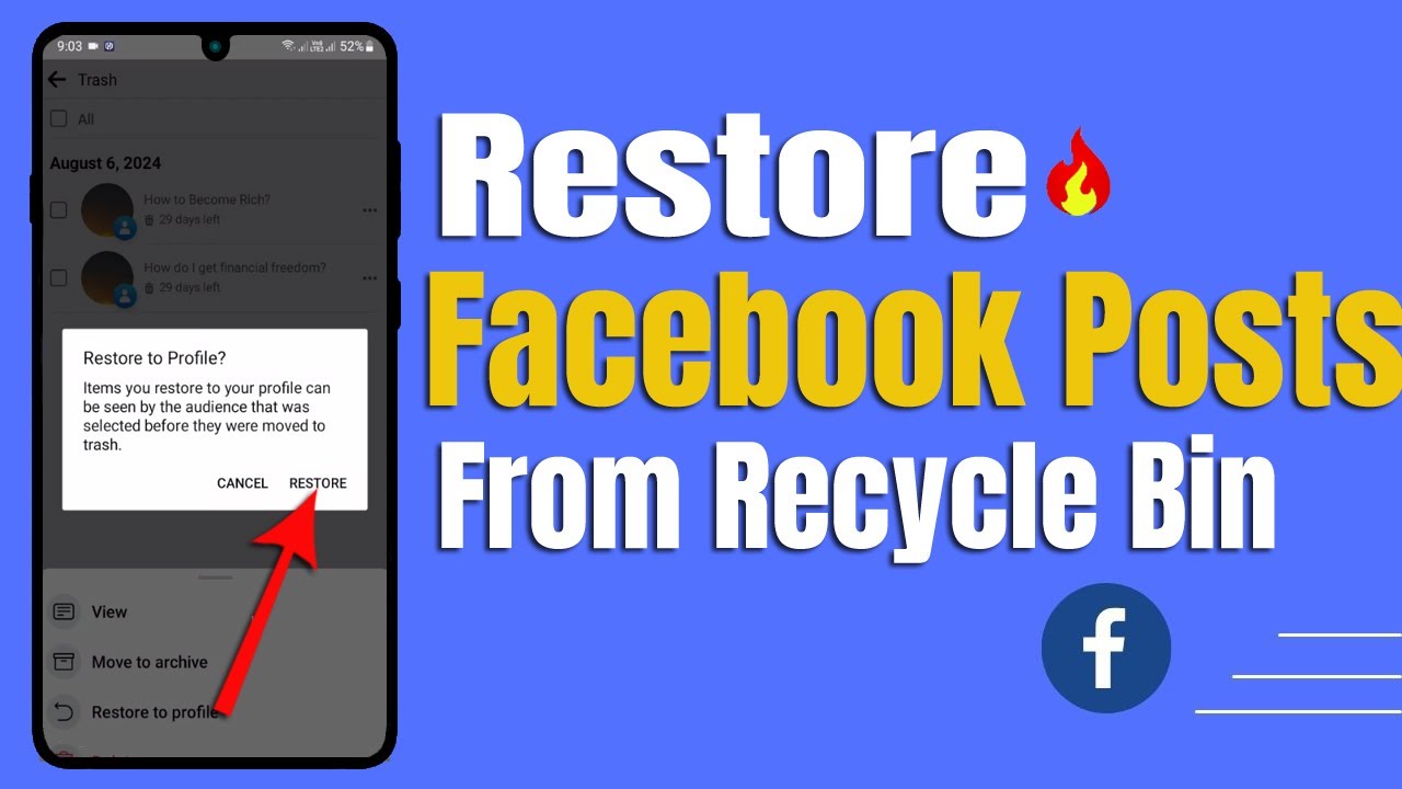 How To Restore Facebook Posts From Recycle Bin YouTube How To Restore Facebook Posts From Recycle Bin YouTube