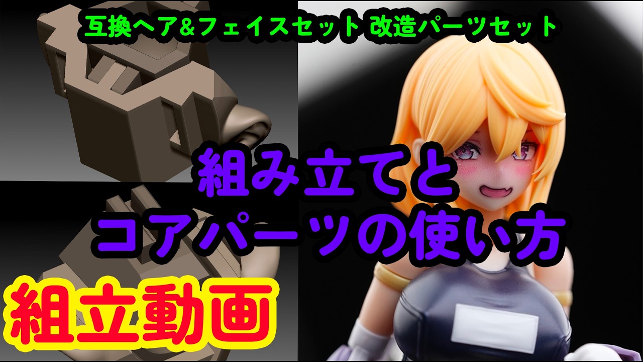 互換ヘア&フェイスセット 改造パーツセット 組み立てとコアパーツの