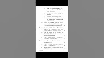#shorts MCS-022 DECEMBER 2020 Question Paper (Operating System Concepts and Networking Management)