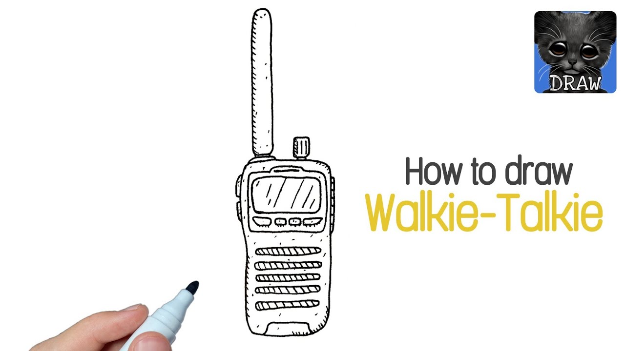 line drawing cartoon walkie talkie Stock Vector  Adobe Stock