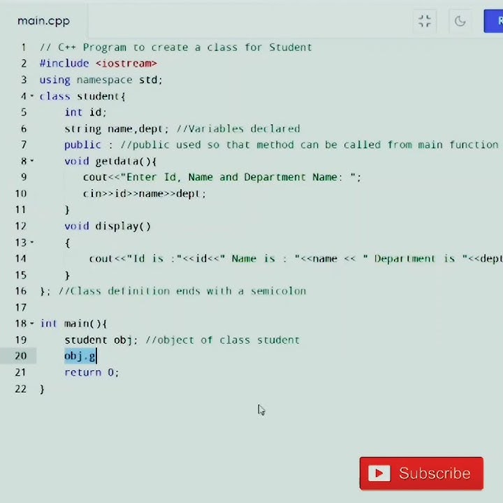 Program to create class in C++ | Student Class in C++ | C++ classes TCS ...