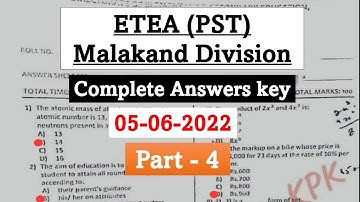 Today ETEA PST Solved Test Malakand Division 05-06-2022 Part-4 | Etea Pst Full Paper Key 05-06-2022
