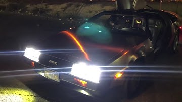The BRIGHTEST DeLorean Headlight System! Quad-H4 LED Headlights and Pod-LED Foglights on 