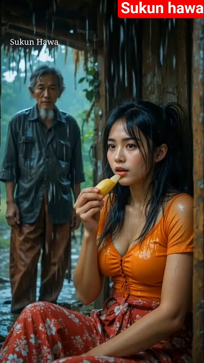 rainy day – girl eating a banana 🌧️🍌#rain #asmr #rainsounds
