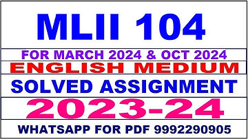 mlii 104 solved assignment 2023-24 | mlii 104 solved assignment in english 2024 | mlii 104 2024