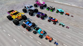 Big \& Small Monster Trucks Mud Battle, Obstacle Courses and Insane Racing with BeamNG Drive