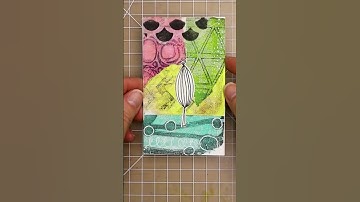 Collage practice on an index card using gel prints, fodder + posca pen. #shorts #mixedmedia