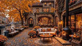 Sweet Piano Jazz Music for Working, Stress Relief 🍂 Canalside Coffee Shop Jazz ~ Morning Fall Scene