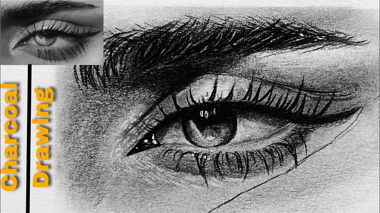 Charcoal Eye Drawing Tutorial.#sketch #charcoal #eyes - YouTube