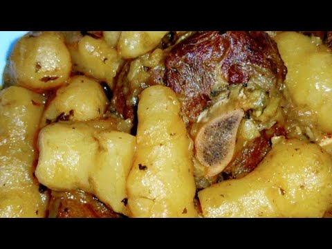 اللحم بالبطاطا القصبية خرشوف القدس         