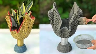 Innovative cement products   A beautiful way to make beautiful potted plants for garden decorations