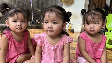 Bữa cơm đơn giản của ba bé sinh ba Gạo Sữa Kem với bầu luộc | TAM CÔNG CHÚA