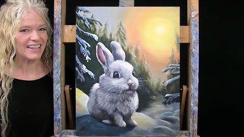 Learn How to Draw and Paint with Acrylics WINTER BUNNY Easy Beginner Lesson-Paint and Sip at Home