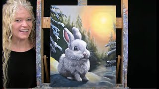 Learn How to Draw and Paint with Acrylics WINTER BUNNY Easy Beginner LessonPaint and Sip at Home