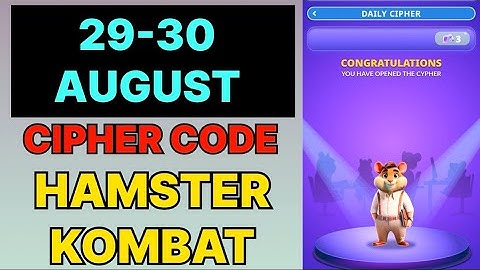 Hamster Kombat Dev Game Daily Cipher 29 & 30 August | Hamster Kombat Daily Cipher Code 29 August 