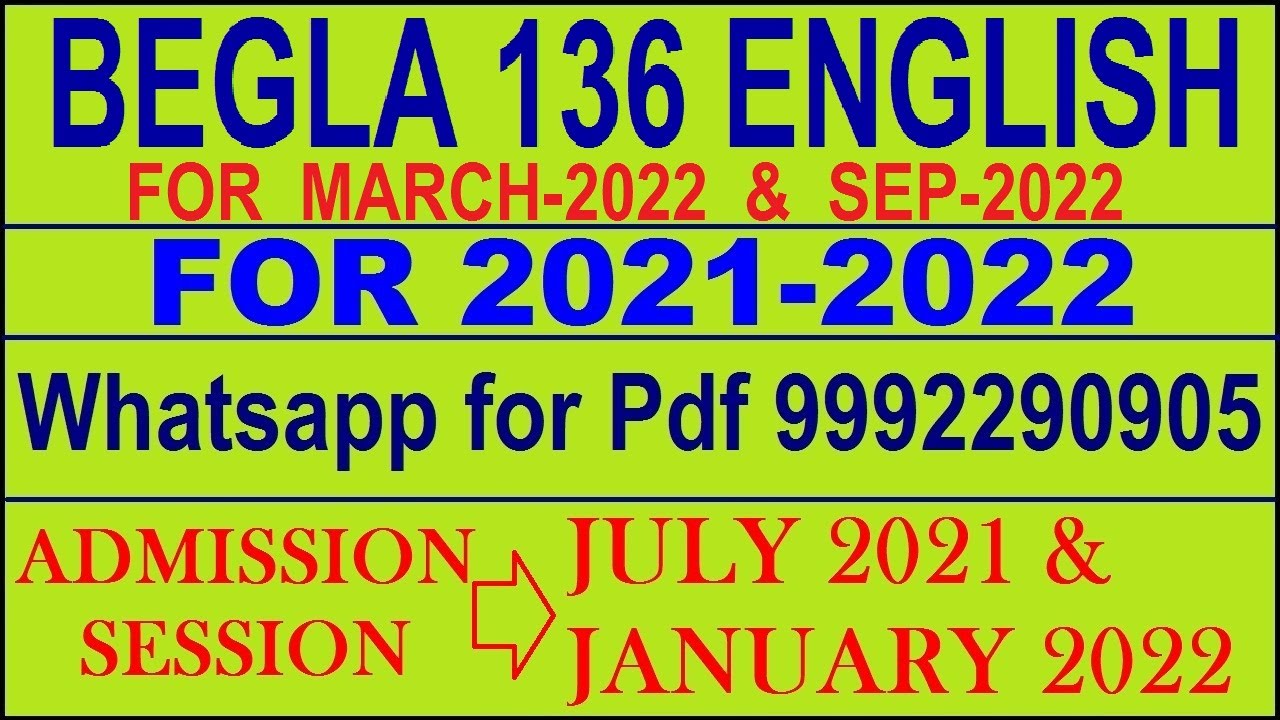 BEGLA 136 Solved Assignment 2021-22 in English.