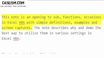 Subs, Functions and Event Procedures in Excel VBA Case Study Help - Caseism.com