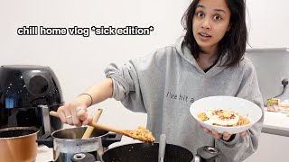 chill home vlog *sick edition*  cooking, ikea furniture building, laundry