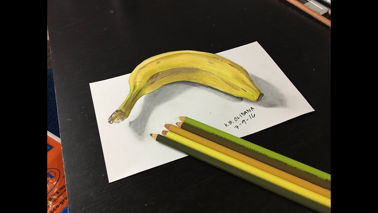 Banana Speed Drawing - 3D anamorphic drawing - YouTube