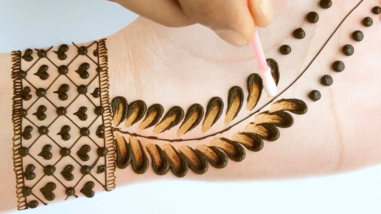 Easy Simple Mehndi design cotton bud Mehendi design front hand