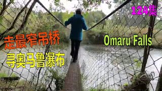 OmaruFalls二级下探新西兰北岛经典小众奥玛鲁瀑布 好奇徒步穿出森林 单行最窄吊桥 差点放弃寻找 它不显山露水 直到最后呈现标致身形 十分好玩的探奇之旅-Fay飞游记124集