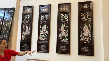 tranh tứ đại mỹ nhân gỗ trắc,câu đối cẩn ốc,bộ bàn trà,khay vuông,đôn nho,bàn văn kỷ,đôn bát giác...