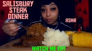 ASMR|SALISBURY STEAK DINNER|WATCH ME EAT|IAMTHEREALLADYRED?